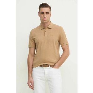 BOSS polo de bumbac culoarea bej, uni, 50468362 imagine