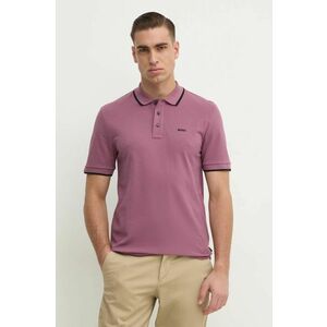 BOSS polo de bumbac culoarea roz, neted, 50494697 imagine