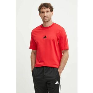 adidas tricou din bumbac Essential barbati, culoarea rosu, cu imprimeu, JF1095 imagine