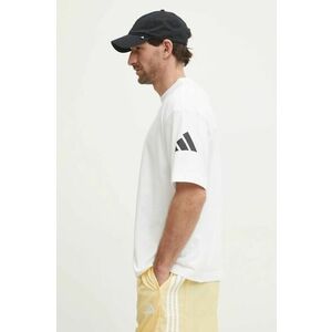 adidas tricou din bumbac Essentials barbati, culoarea alb, cu imprimeu, JC9296 imagine