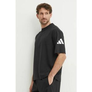 adidas tricou din bumbac Essentials barbati, culoarea negru, cu imprimeu, JF3615 imagine