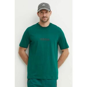 adidas tricou din bumbac Essentials Linear barbati, culoarea verde, cu imprimeu, JE8997 imagine