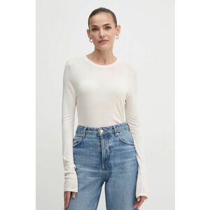 United Colors of Benetton longsleeve din amestec de casmir culoarea bej, 3R0KD108H imagine