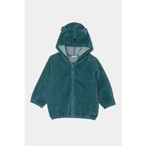 United Colors of Benetton bluza bebe culoarea verde, cu glugă, neted, 3MCDA501C imagine