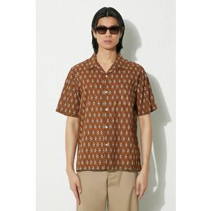 Universal Works camasa din bumbac Road Shirt barbati, culoarea maro, regular, 30179.BROWN imagine