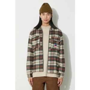 Butter Goods geacă cu aspect de cămașă Grove Plaid Overshirt culoarea bej, de tranziție, BGQ3232802 imagine