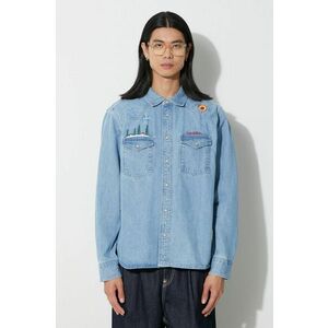 Corridor cămașă din denim Mountain Embroidery Western bărbați, cu guler clasic, regular, WT0067 imagine