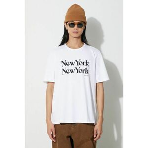 Corridor tricou din bumbac New York New York T-Shirt bărbați, culoarea alb, cu imprimeu, TS0007-WHT imagine