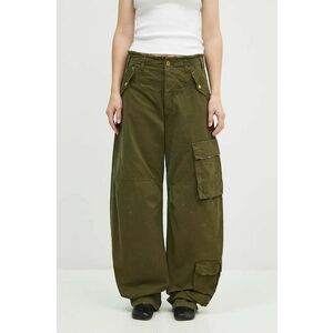 DARKPARK pantaloni de bumbac Rosalind culoarea verde, fitcargo, high waist, WTR04.FAP05.006101 imagine