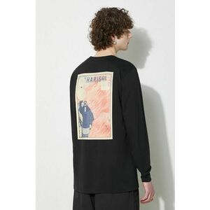 Maharishi longsleeve din bumbac Hikeshi Organic L/S T-Shirt culoarea negru, cu imprimeu, 1083.BLACK imagine