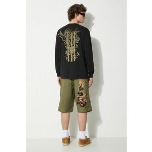 Maharishi longsleeve din bumbac Dragon Bamboo culoarea negru, cu imprimeu, 5080.BLACK imagine