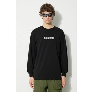 Maharishi longsleeve din bumbac Woodblock Dragon culoarea negru, cu imprimeu, 1277.BLACK imagine