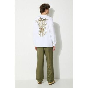 Maharishi longsleeve din bumbac Dragon Bamboo culoarea alb, cu imprimeu, 5080.WHITE imagine