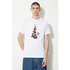 Maharishi tricou din bumbac Original Dragon barbati, culoarea alb, cu imprimeu, 5125.WHITE imagine