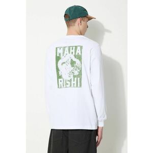 Maharishi longsleeve din bumbac Woodblock Dragon L/S culoarea alb, cu imprimeu, 1277.WHITE imagine