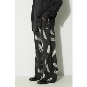 Marcelo Burlon pantaloni de lână Aop Wind Feathers culoarea negru, drept imagine