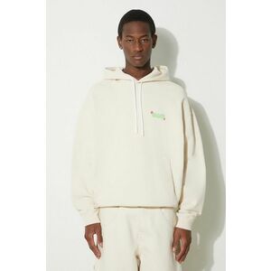 Marcelo Burlon hanorac de bumbac Solsticio Comfort Hoodie bărbați, culoarea bej, cu glugă, cu imprimeu, CMBB106S24FLE0060C50 imagine