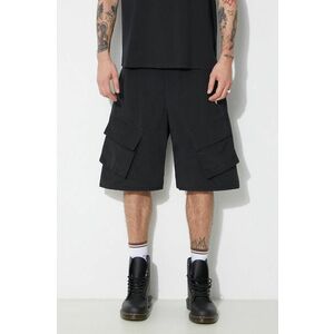 Marcelo Burlon pantaloni scurti Cross Nylon Cargo Shorts barbati, culoarea negru, CMCS001S24FAB0011001 imagine