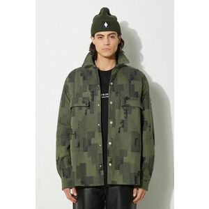 Marcelo Burlon geacă cu aspect de cămașă AOP Cross Overshirt culoarea verde, de tranzitie, CMES005F24FAB0015810 imagine