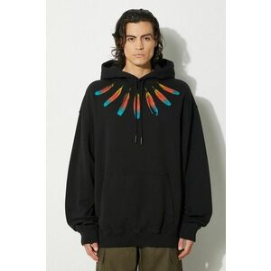 Marcelo Burlon hanorac de bumbac Collar Feathers Comfy Hoodie barbati, culoarea negru, cu glugă, cu imprimeu, CMBB106F24FLE0031084 imagine