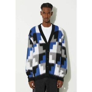 Marcelo Burlon cardigan din amestec de lana AOP Damier Cross Knit Cardigan culoarea gri, CMHB001F24KNI0010645 imagine