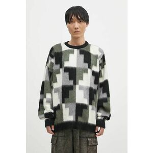 Marcelo Burlon pulover din amestec de mohair AOP Damier Cross Knit Crew culoarea gri, CMHE036F24KNI001066E imagine