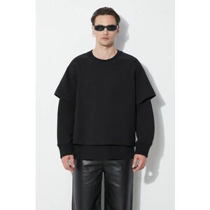 Neil Barrett bluza Slim Dropped Shoulder Double Layer Sweatshirt barbati, culoarea negru, neted, MY72251R-Y501-001N imagine