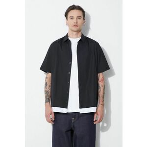 Neil Barrett camasa din bumbac Loose Double Layer Short Sleeve Shirt barbati, culoarea negru, cu guler clasic, regular, MY60218C-Y051-524N imagine