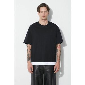 Neil Barrett tricou din bumbac Slim Dropped Shoulder Bicolor barbati, culoarea negru, neted, MY70266A-Y521-524N imagine