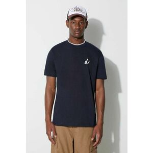 Norse Projects tricou din bumbac Johannes Organic Chain Stitch Logo T-shirt culoarea bleumarin, cu imprimeu N01.0648.7004 imagine