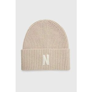 Norse Projects căciulă de lână Merino Lambswool Rib N Logo Beanie culoarea bej, de lână, N95-0953-2064 imagine