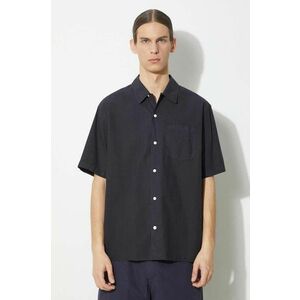 Norse Projects camasa Carsten Cotton Tencel barbati, culoarea albastru marin, cu guler clasic, regular, N40.0579.7004 imagine