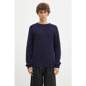 Norse Projects pulover de lână Birnir Brushed Lambswool bărbați, culoarea bleumarin, călduros, N45.0520.7004 imagine