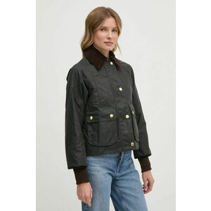 Barbour geaca Cropped Beadnell Wax femei, culoarea verde, de tranzitie, LWX1403 imagine