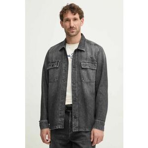 Pepe Jeans camasa jeans RELAXED OVERSHIRT barbati, culoarea gri, cu guler clasic, relaxed, PM308585XM8 imagine