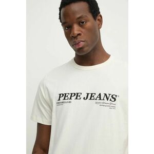 Pepe Jeans tricou din bumbac DYLAN TEE barbati, culoarea bej, cu imprimeu, PM509728 imagine