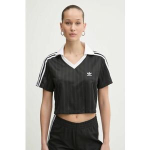 adidas Originals tricou V-NECK POLO femei, culoarea negru, JD2606 imagine