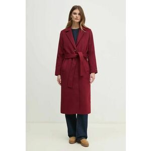 Pepe Jeans palton de lana BRENDA culoarea bordo, de tranzitie, PL402479 imagine