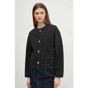 Pepe Jeans geacă din denim DAENA STUD femei, culoarea negru, de tranziție, oversized, PL402524 imagine