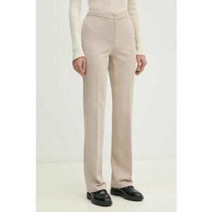 Sisley pantaloni femei, culoarea bej, drept, high waist, 44Q5LF03I imagine