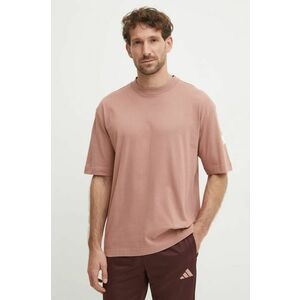 adidas tricou din bumbac Essentials barbati, culoarea portocaliu, cu imprimeu, JF3620 imagine