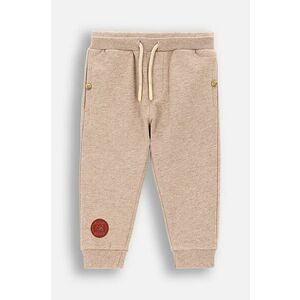 Coccodrillo pantaloni de trening din bumbac pentru bebeluși culoarea bej, neted, BETWEEN FRIENDS BOY NEWBORN imagine