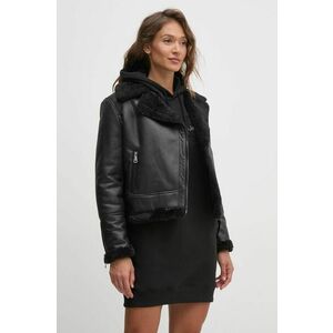 Dkny geaca femei, culoarea negru, de tranzitie, DLEMFQ42 imagine