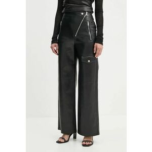 Nanushka pantaloni HAYES femei, culoarea negru, drept, high waist, NW24FWPA45300 imagine