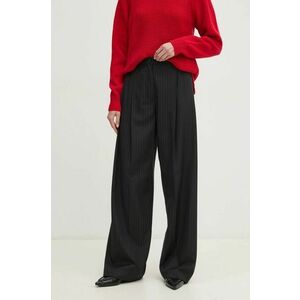 Sisley pantaloni femei, culoarea negru, lat, high waist, 4C3DLF066 imagine