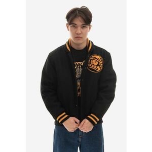 Billionaire Boys Club jachetă bomber din amestec de lână Astro Varsity Jacket culoarea negru, de tranziție B22301-BROWN imagine