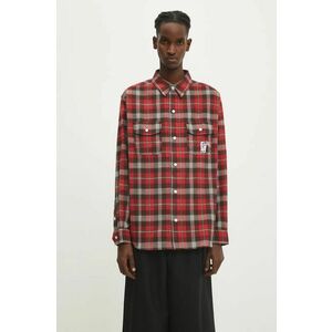 Billionaire Boys Club camasa din bumbac Longsleeve Check Shirt barbati, culoarea rosu, cu guler clasic, regular, B24322 imagine