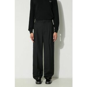 Drôle de Monsieur pantaloni din lână Le Pantalon Cargo Flanelle culoarea negru, drept, C-BP138-WO017-BL imagine