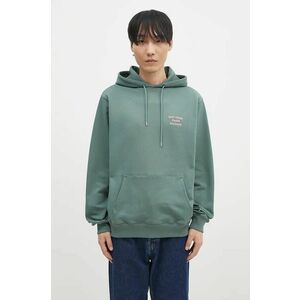 Drôle de Monsieur hanorac de bumbac Le Hoodie Slogan barbati, culoarea verde, cu glugă, cu imprimeu, E-HO162-CO127-DGN imagine