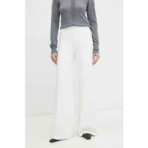 Theory pantaloni femei, culoarea bej, lat, high waist, O1116709 imagine